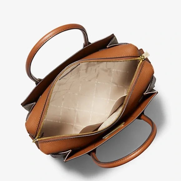 MICHAEL KORSMercer Medium Logo and Leather Belted Satchel CrossbodyVanillaNWT